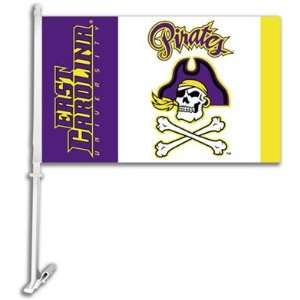   Pirates ECU NCAA Car Flag W/Wall Bracket Set Of 2