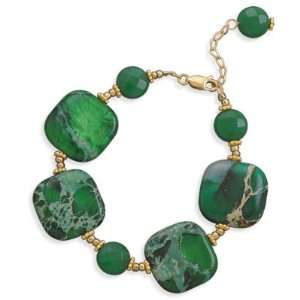   14/20 Gold Filled Green Jasper and Jade Bracelet West Coast Jewelry