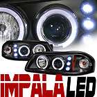 BLK DRL LED DUAL HALO RIMS PROJECTOR HEAD LIGHTS LAMPS SIGNAL 00 05 