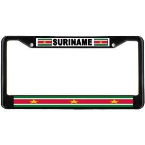  Suriname Surinamese Flag Black License Plate Frame Metal 
