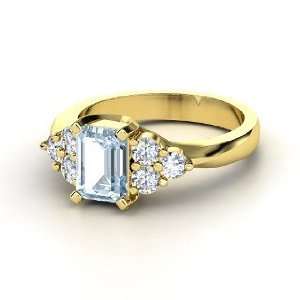  Apex Ring, Emerald Cut Aquamarine 14K Yellow Gold Ring 