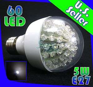 White 60 LED 5 Watts Screw Base Light Bulbs E27  