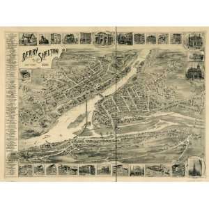  1898 Derby Connecticut, Birds Eye Map