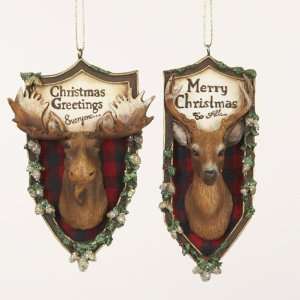  Pack of 12 Country Cabin Deer and Elk Plaque Christmas Ornaments 4.5