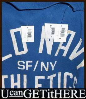 Mens Old Navy SF/NY Athletics T Shirt S, M, L NWT Blue White TeeNEW 