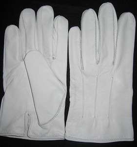 Civil War Officers White Leather Dress Ball Gloves   Opera   Formal 
