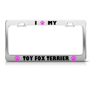  Toy Fox Terrier Paw Love Dog license plate frame Stainless 