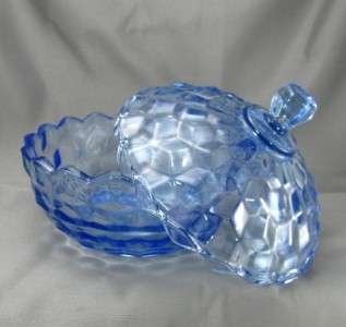 Indiana Glass as Colony Whitehall Blue Cube Candy DIsh  