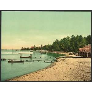   Beach,pier,wharf,Harbor Point,Lake Michigan,MI,c1902
