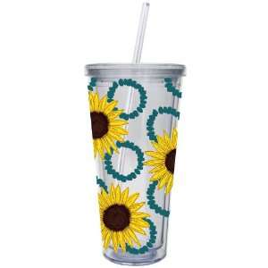   Cup w/Straw 20oz & Twist Off Lid, Sunflower Scape