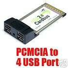 PCMCIA to 4 2.0 USB Hub Cardbus Laptop Notebook Adapter