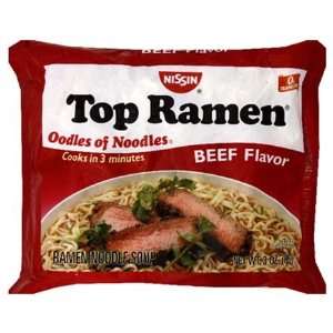 Nissin Top Ramen Beef Flavor Soup Family Pack  Grocery 