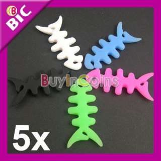 Colorful Rubber Fish Bone Earphone Cord/Cable Winder  