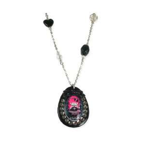  Hello Kitty Pink Head Gothic Lolita Long Necklace   Black (FINAL SALE