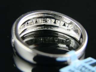 14K MENS CHANNEL ROUND DIAMOND WEDDING BAND RING 1.10 C  