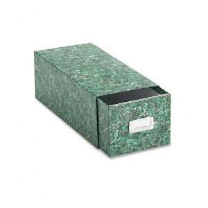 Board Card File with Pull Drawer Holds 1500 4 x 6 Cards, Green Marble 