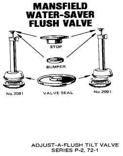 Flush Valve Repair Toilet Mansfield water saver flush valve Parts