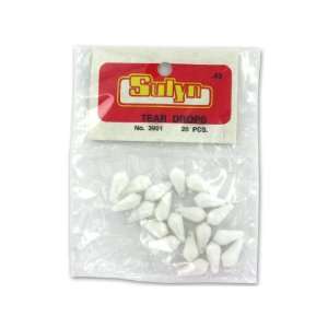  Bulk Pack of 25   Teardrop beads, white, pack of 20 (Each 