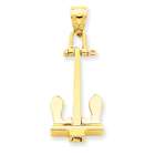 goldia Polished 14k Gold 3 D T Bar Style Anchor Pendant