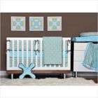 Inspired Crib Bedding Geox Aqua and Green Changing Pad Cover