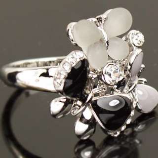 White Gold GP Swarovski Crystal Butterfly Ring a660  