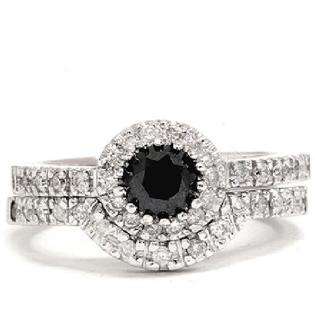 05CT Black Diamond Engagement Wedding 14K Ring Set  Pompeii3 Inc 