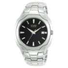 Citizen Mens Eco Drive Stainless Steel Watch with Black Dial