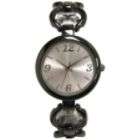 Outpost Ladies Watch with Round Black Case, Silver Dial and Black Open 