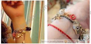 Fashion charm Bracelet Bowknot Heart design Multi Pendant Bangle 