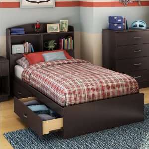  South Shore Logik Twin Bookcase Storage Bed in Chocolate 