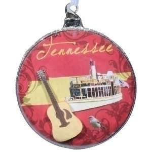 Pack of 6 State of Tennessee Glass Disk Christmas 