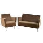 Adesso 2pc Club Chair & Loveseat Sofa Set in Memphis Olive Brown 