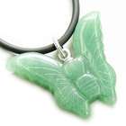   amulets butterfly aventurine pendant on silver bail rubber necklace