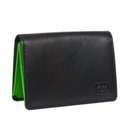 Claire Newell Large Business Card Holder   Black leather with green 