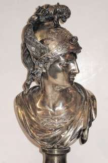 Greek Hermes & Ares Silvered Bronze Bust Sculptures  