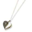 goldia Sterling Silver Marcasite & Mother of Pearl Locket Necklace