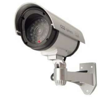   Fake / Dummy Security Camera w/ Blinking Light (Silver) 
