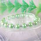 Man made Green Pearl Round Beads Stretch Bracelet 7.5 TH1250