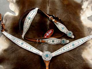 HORSE BRIDLE WESTERN LEATHER HEADSTALL BREASTCOLLAR TACK RODEO 