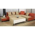 OctoRose Beige Quilted Bonded or Classic Micro Suede Sectional Sofa 