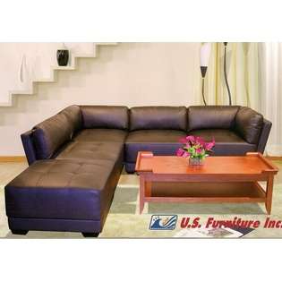 US Furniture 3 Pc. Dark Brown Sectional Full Bonded Leather Modular 