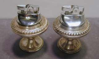 Vtg Matching Pair Sterling Silver Cigarette Table Lighters  