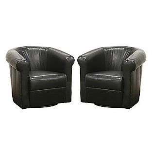 Julian Black Faux Leather Club Chair with 360 Degree Swivel  Baxton 