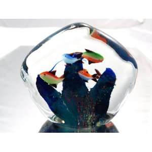 Murano Design Mouth Blown Glass Art Fishworld Family Crystal Handmade 