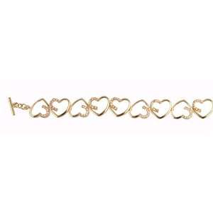    Gold Plated Chain of Hearts Bracelet with 14k Gold Plating Jewelry