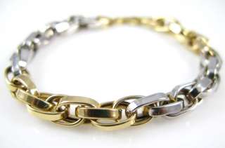 New 14K White & Yellow Gold Fancy Link Favori Bracelet  