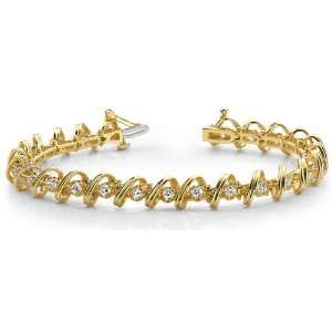 14k Yellow Gold, Diamond Twist Tennis Bracelet, 1.4 ct. (Color GH 