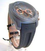   HILFIGER MENS GRAY SILICONE WRAPPED LEATHER WATCH 1790794 NWT  