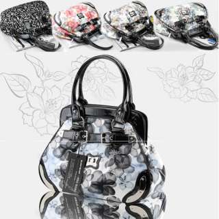 Women Hobo PU leather handbag shoulder bag Tote Purse Flower 5 colors 