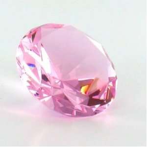  Crystal Glass Diamond Shaped Paperweight Amber (Light Pink 